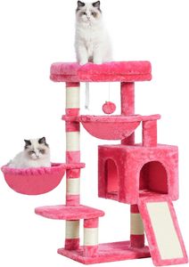 Multi-level kattentoren voor binnenkatten, 2 verbrede pluche zitplaatsen, kattencondo met krabplank en grote holletjes - Product Image 5