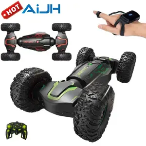 AiJH 2.4G Double Side Roll Controle Remoto Race Defend Extreme Vehicle Escalada Toy Rc Auto Steer Wheel Twisting Stunt Rc Car