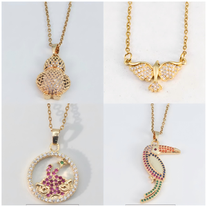 Collar de Moda para Mujer con Colgante de Pájaro de Latón y Circonita, Cadena de Eslabones Chapada en Oro de 18K, Accesorios Modernos - Product Image 4