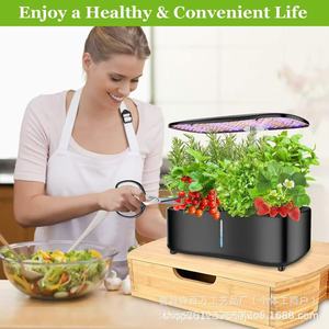 Soporte de bambú para plantas hidropónicas con cajón de almacenamiento para sistema de jardín interior - Product Image 3