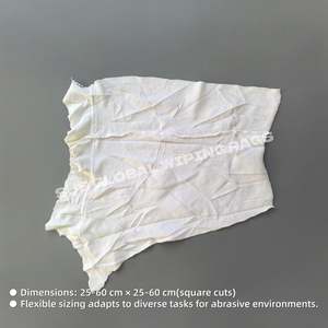 Trapos de Algodón Blancos Reciclados, Trapos de Felpa Cortados en Piezas para Uso Industrial, Trapos de Algodón Tejido Blancos - Product Image 3