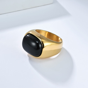 <b>Titanium</b> Steel <b>Ring</b> With Natural Tiger Eye Stone Men's Geometric Design Gift Jewelry - Product Image 2