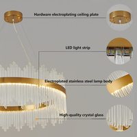 TSINYE Lustre Moderne en Cristal Ovale Sable Cristal Dimmable Éclairage LED Trois Températures de Couleur Pendentif en Argent