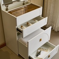 Vente en gros usine – Nouveau bureau de maquillage moderne blanc 3-en-1 avec miroir, 3 tiroirs et prise électrique intégrée