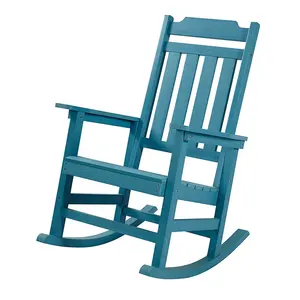 Blaue klappbare wasserdichte Kunststoff Holz Außen pool Möbel Hdpe recycelte Schaukel stuhl