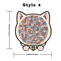 Vente en gros d'usine : Puzzle en bois mignon en forme de chat, 135 pièces, personnalisable, multi-styles, jeux de société animaux de formes uniques pour cadeau