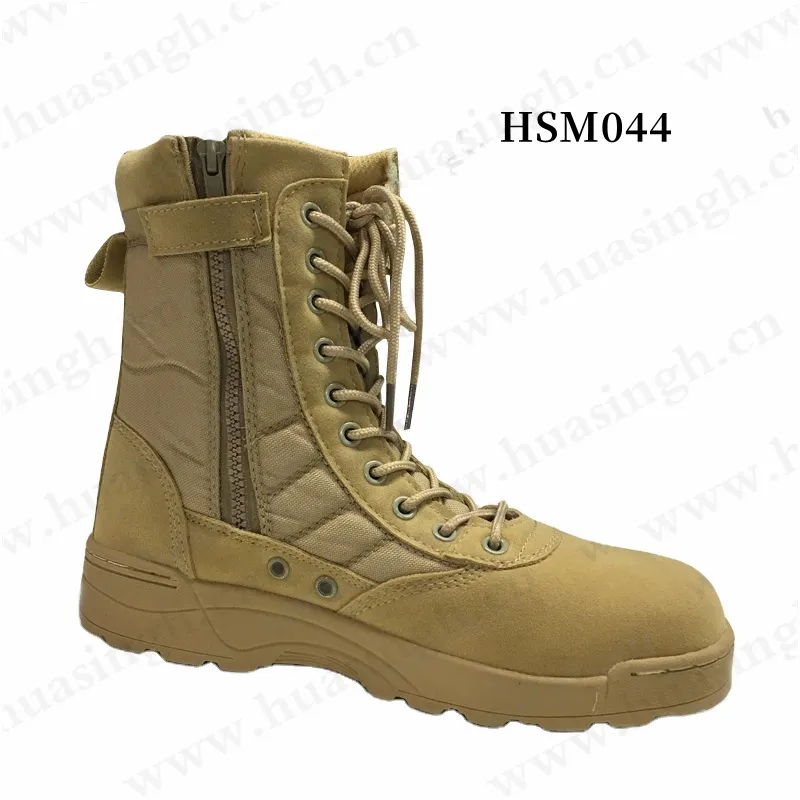 ZH,factory supply tactical boots with side zipper natural suede leather upper desert boots popular in Malaysia HSM044