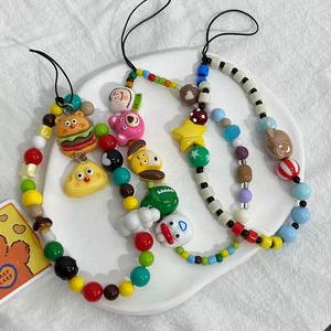 Chaîne de téléphone portable en PVC perlé faite à la main, ours mignon, bracelet court amusant pour enfants, unisexe - Product Image 1