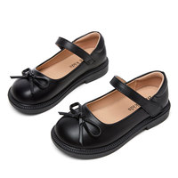 Chaussures plates noires pour filles, style princesse, avec nœud, confortables, pour l'école, les étudiants, les fêtes et les spectacles