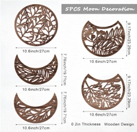 Décoration murale artisanale en bois personnalisable en usine, 5 pièces, phases de lune, pour salon, dortoir, appartement