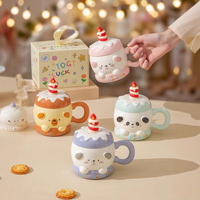 Tasse en céramique chat mignon de haute valeur pour les filles avec couvercle cuillère motif Halloween 401-500ml capacité micro-ondes cadeau d'anniversaire