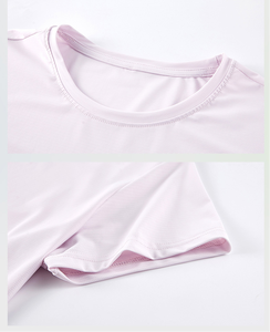 Camiseta de Manga Corta para Mujer, Verano, 100% Algodón Tejido, Ecológica, Tinte Liso, Súper Elástica, Transpirable, para Correr - Product Image 6