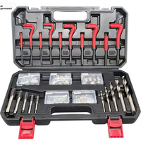 Kit de réparation de filetages OEM 131 pièces, comprenant tarauds, forets et outils manuels autotaraudeurs en acier allié nickel-chrome, avec mallette de rangement rigide