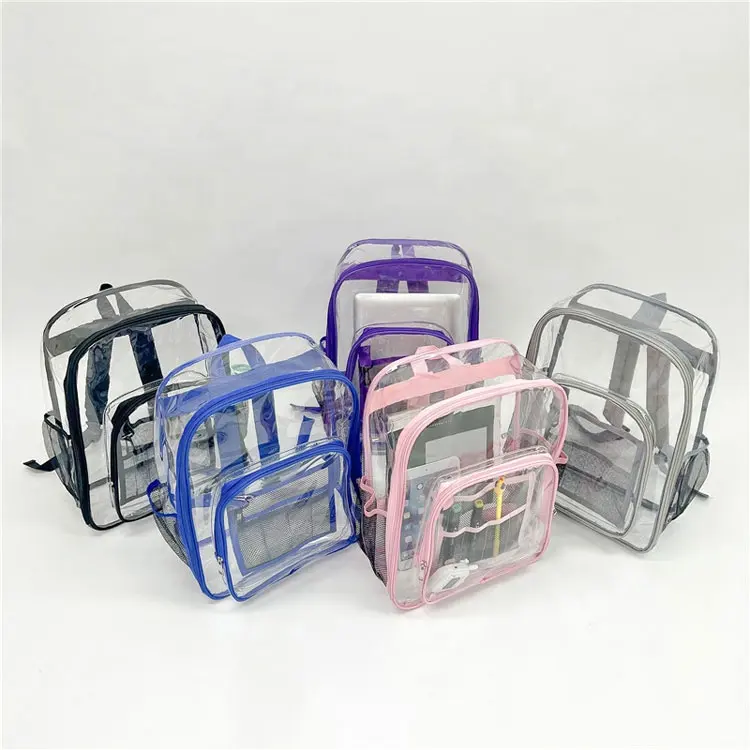 Wholesale Custom Clear Pvc Bookpacks Plastic Stadium Bag Clear Back Pack Transparent Backpacks