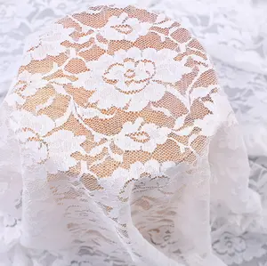 China Wholesale White Pretty Mesh Embroidery Lace Brocade Jacquard Fabric for Wedding Dress Making