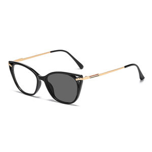 نظارات معدنية عصرية جديدة على شكل عين القط + إطار PC ، إطار فوتوكرومي ، إطار عصري للنساء - Product Image 3