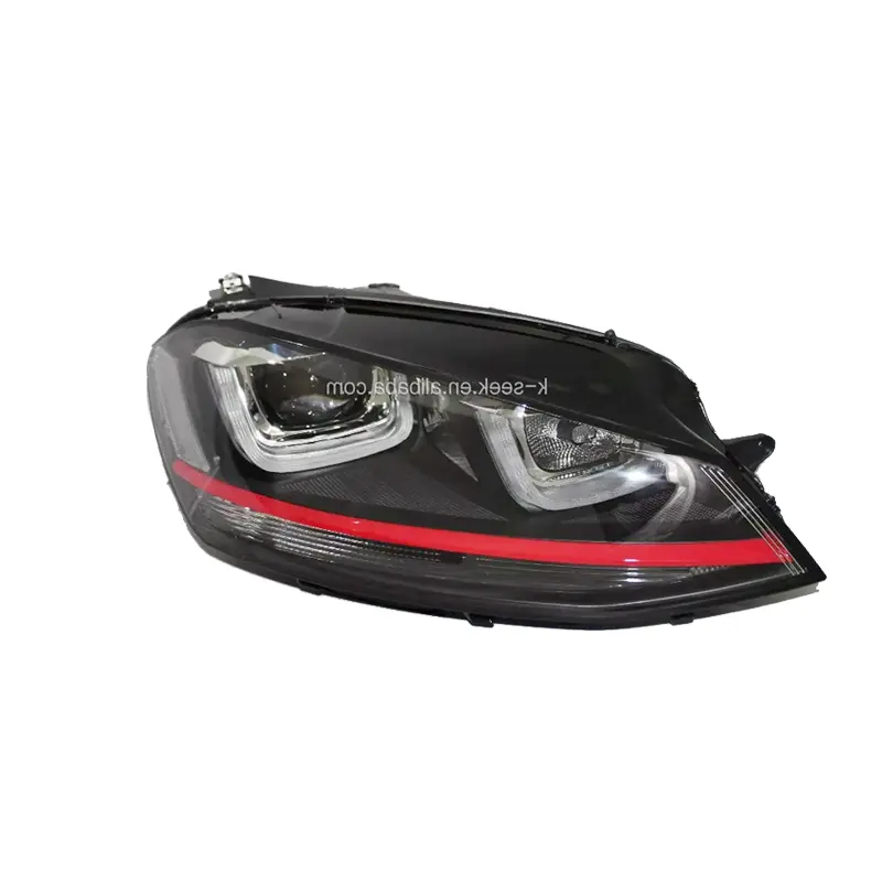 KSEEK Auto Lighting System Doppel-LED-Angel-Eye-Scheinwerfer mit roter Linie für VW Golf MK7