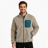 Veste polaire zippée intégrale AQTQ pour homme, avec poches contrastées, chaude et moelleuse, idéale pour la randonnée en plein air et le quotidien.