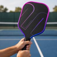 Raquette de pickleball en fibre de carbone brute avec logo personnalisé, noyau T700 de 16 mm, vente en gros pour les marques, fabricant de raquettes de pickleball en fibre de carbone