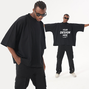 Camiseta KF025 Street Wear Personalizada, 300GSM, 100% Algodón, Gruesa, Hombros Caídos, Estilo Holgado, Camiseta Cuadrada para Hombre - Product Image 1
