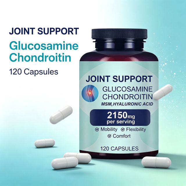 Glucosamine Chondroitin Joint Support Capsules with MSM & Hyaluronic Acid, 2150mg Per Serving,120 Count