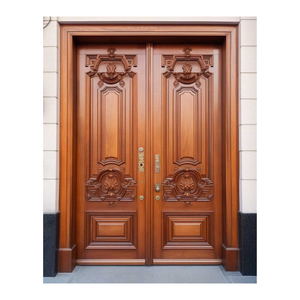 Garantie de qualité Maison rustique en bois Villa Sécurité Grande entrée avant <span class=keywords><strong>Porte</strong></span> en bois massif Simple Droite - Product Image 5