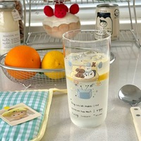 Verre à boire en verre borosilicaté de haute qualité, fait main, style Instagram, motif bonhomme de neige nocturne, pour jus, motif dessin animé