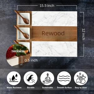 Tablero de charcutería personalizado con juego de cuchillos, tablas de queso de madera de mármol de cocina para servir tabla de cortar de madera - Product Image 2