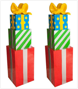 Cajas de Regalo Navideñas Grandes de Fibra de Vidrio, Decoración Comercial Apilable para Regalos, Piezas de Regalo Navideñas Hechas a Mano, Decoración Festiva - Product Image 4