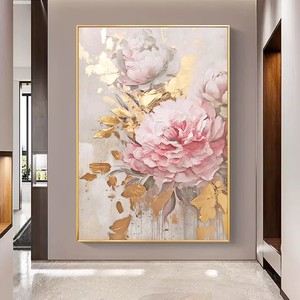 Hand Painted Peony Oil Painting Metal <b>Frame</b> Modern Living Room Wall Art <b>Large</b> Size Decorative Canvas Artwork - Product Image 2
