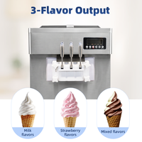 Machine à crème glacée automatique verticale en acier inoxydable, 3 saveurs, machine à crème glacée molle commerciale pour les entreprises