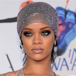 Bandeau pour cheveux en strass scintillant pour femmes, turban en modal, bijoux pour cheveux en cristal, chapeau, accessoire de soirée, écharpe scintillante - Product Image 1