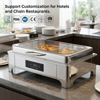Chafing Dish aus Edelstahl mit Elektrischer Heizung, Silberner Speisewärmer für Buffet, Hotel, Restaurant und Hochzeiten