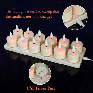 ชุดเทียน LED แบบชาร์จไฟได้พร้อมฐานชาร์จ 12 พอร์ต <span class=keywords><strong>เท</strong></span>ียนประดิษฐ์ไร้เปลวไฟสำหรับตกแต่งโรงแรม/บ้าน - Product Image 3