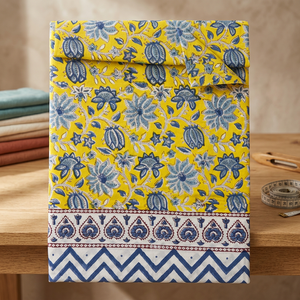 Nappe en coton imprimée à la main, motif floral de luxe, tissée, écologique, pour événements de Noël, hôtellerie, couvre-table - Product Image 1
