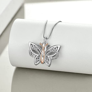 Colar pingente de borboleta aço inoxidável, joia de cremação para cinzas, lembranças de presente memorial para perda de amado - Product Image 4