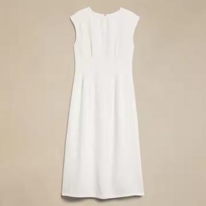 Vestido Midi de Lino 100% Personalizado para Mujer, Ecológico, Transpirable, Estilo Bohemio Informal con Parches, Color Sólido para Primavera - Product Image 5