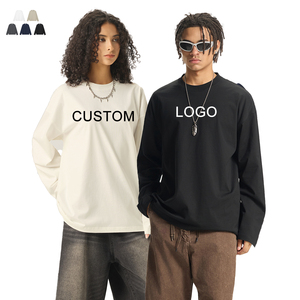 Camisetas Lisas de Manga Larga para Hombre al por Mayor, Camisetas de Color Sólido con Logotipo Personalizado, Camiseta Unisex de Hombros Caídos, Camiseta Extra Grande - Product Image 1