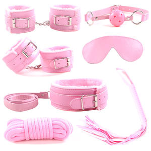 Produits pour adultes : Ensemble de sept pièces en peluche amusant pour femmes, avec corde en coton de 5 mètres, pour bondage et retenue, produits sexuels SM réglables - Product Image 3