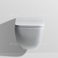 Vente en gros de sanitaires de luxe pour hôtels Salle de bains en céramique Wc Commode Toilette Cuvette avec chasse d'eau suspendue au mur Toilette allongée