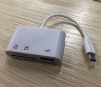 Lecteur de carte USB OTG 3 en 1 Universal Type C OTG TF/SD Card Reader Phone Extension Headers Mic USB C OTG Adapter