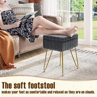 Ottoman PIOEN, tabouret de coiffeuse multifonctionnel moderne, ottoman en fausse fourrure, ottoman de rangement, 4 pieds en métal antidérapants, gris