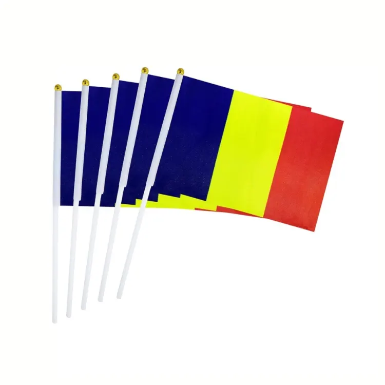 Özel romanya el bayrağı çift taraflı baskı tüm ülke ulus mini el sallayarak bayrak