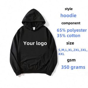 Sweat à capuche personnalisé avec logo, automne/hiver, polyester/coton, vente en gros, 350 g/m², sweats à capuche pour couples - Sweats à capuche et sweat-shirts pour hommes grandes tailles - Product Image 3