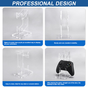 Acrylic Game <b>Controller</b> Display <b>Stand</b> Dual Holder For Ps4 Ps5 Xbox Nintendo <b>Controllers</b> Desktop Storage Rack - Product Image 3