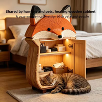 Meuble pour animaux de compagnie 2-en-1 en forme de renard, design moderne, avec éclairage LED, grand espace, faible MOQ, vente en gros