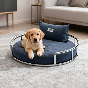 Modernes Luxus-Haustier bett Metallrahmen Abnehmbares Sofa für Hunde Katzen Mode Klassischer Stil Weiches Plüsch material Tier muster Karton - Product Image 1
