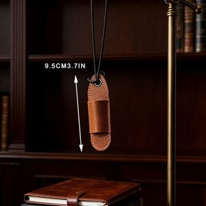 Sangle en cuir véritable pour stylo, support de lunettes de voyage, design moderne durable, gaufré, cadeau promotionnel pour stylos, crayons, EDC - Product Image 6
