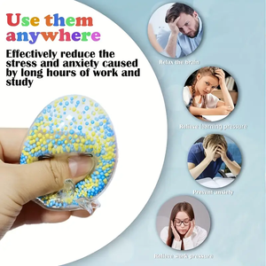 1 pièce Jouet anti-stress pour enfants et adultes, balle à presser en forme de pieuvre avec perles colorées, balle sensorielle en caoutchouc durable - Product Image 4
