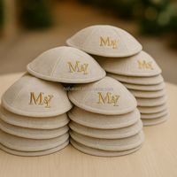Kipá de Lino y Algodón con Logotipo Bordado Personalizado, Kipot Judío, Regalo de Boda, Yamulka de Lino, Kipot Judío, Gorro Judío
